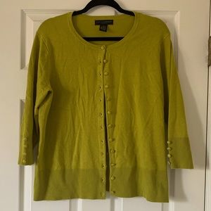 Neon green buttoned cardigan sweater